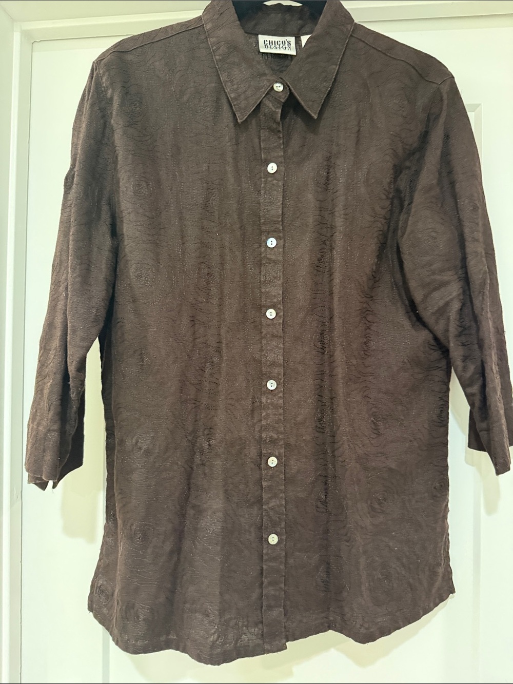 Chico's Brown Textured Button-Down Shirt
